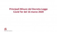 Confcommercio di Pesaro e Urbino - MANOVRA Principali misure del Decreto-Legge Covid Ter del 16 marzo 2020